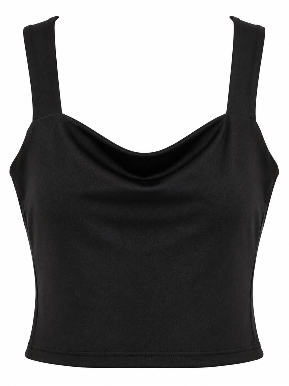 ReoRia Black Cowl Neck Crop Top